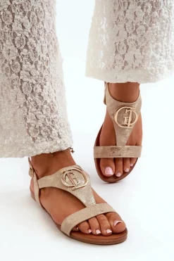 Sandały Płaskie><noscript><img width=