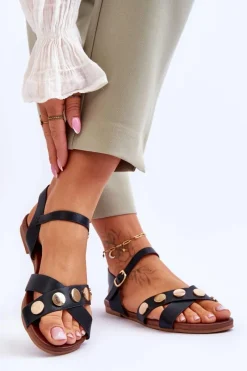 Damskie buty S.Barski Płaskie Sandały S.Barski KV-5541-35 Czarne