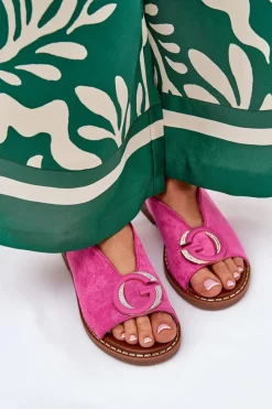 Sandały Płaskie></noscript>Boto Płaskie Sandały Z Ozdobą Różowe Haliones Różowy