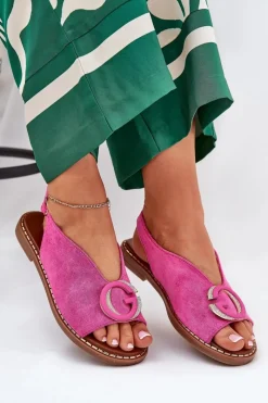 Sandały Płaskie></noscript>Boto Płaskie Sandały Z Ozdobą Różowe Haliones Różowy