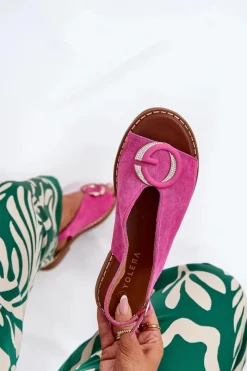 Sandały Płaskie></noscript>Boto Płaskie Sandały Z Ozdobą Różowe Haliones Różowy