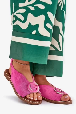 Sandały Płaskie></noscript>Boto Płaskie Sandały Z Ozdobą Różowe Haliones Różowy