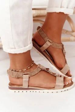 Sandały Płaskie><noscript><img width=