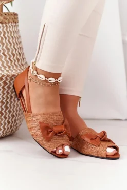 Sandały Płaskie>Boto Płaskie Sandały Z Plecionką Lu Boo Camel