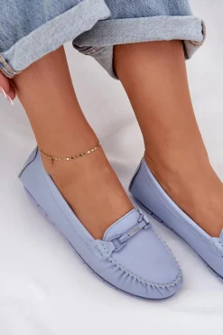 Płaskie Skórzane Mokasyny Z Ozdobą S.Barski LR51-547 e Damskie Loafersy Damskie|Mokasyny Damskie Skórzane