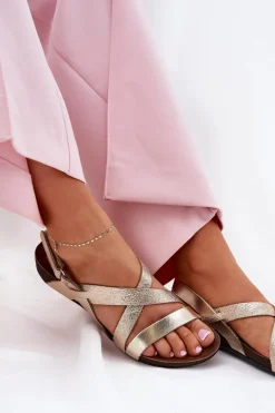 Sandały Płaskie><noscript><img width=