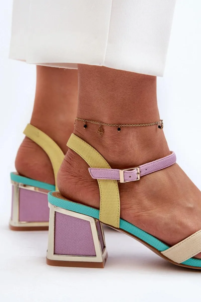 Best Pastelowe Sandały Damskie Na Obcasie D&A CR482 Beżowe Damskie Sandały Na Obcasie