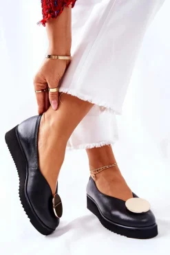 Discount Maciejka Półbuty Baleriny Na Platformie Czarne 5315B-01