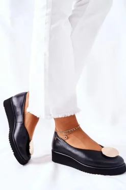 Discount Maciejka Półbuty Baleriny Na Platformie Czarne 5315B-01