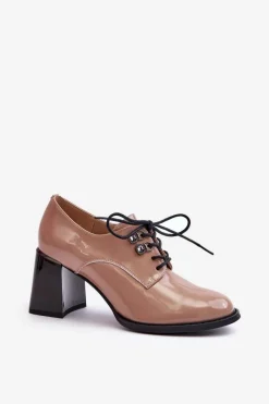 New Buty damskie Vinceza Półbuty Damskie Lakierowane Na Słupku Beżowe Nelione Beżowy