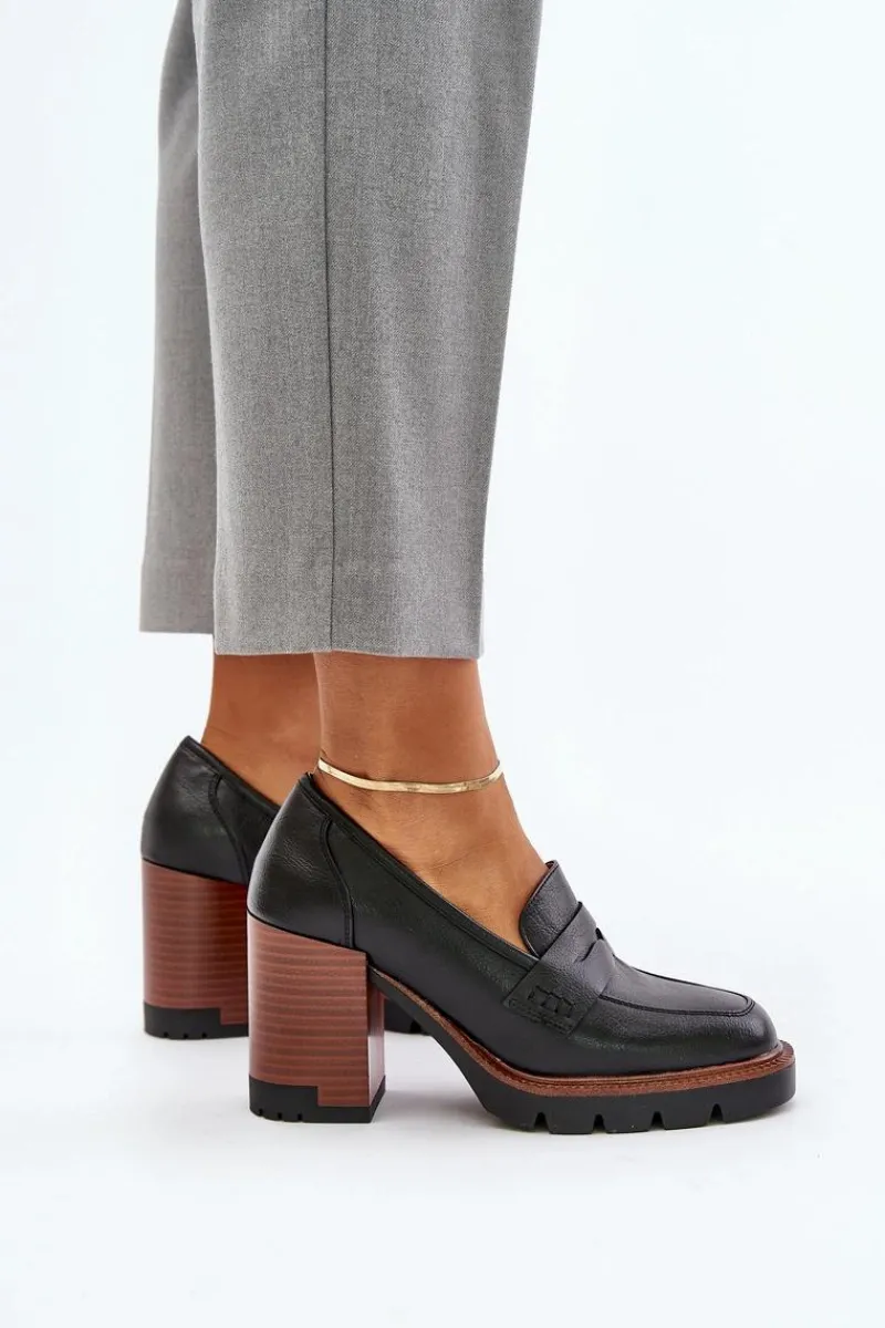 Czółenka Na Platformie|Czółenka Na Słupku>Buty damskie Vinceza Półbuty Damskie Na Obcasie Słupku Z Eko Skóry Czarne Vinceza 58105