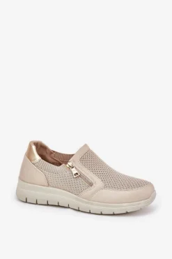 Półbuty Skórzane></noscript>Evento Półbuty Damskie Na Platformie Z Zamkiem Złote Leanae