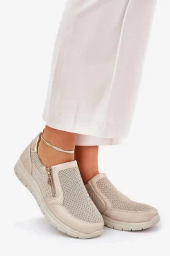 Półbuty Skórzane></noscript>Evento Półbuty Damskie Na Platformie Z Zamkiem Złote Leanae