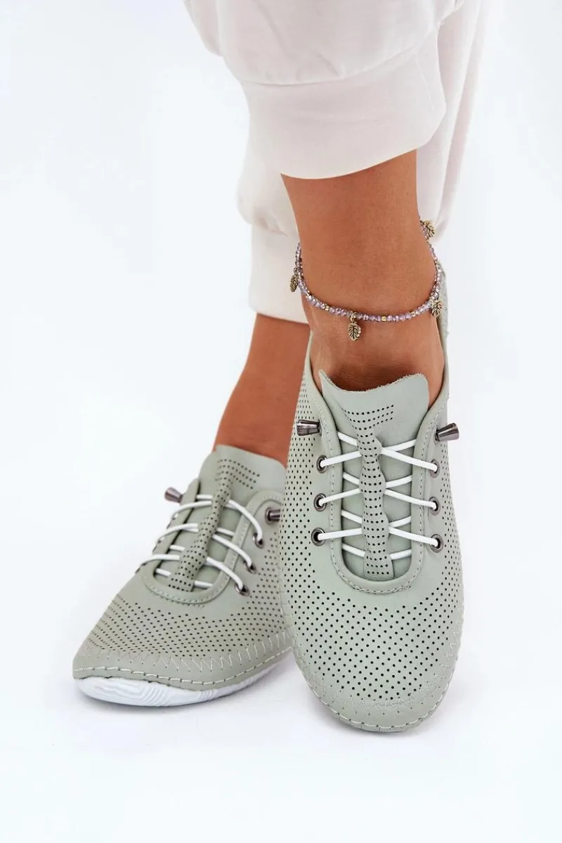 Sale Artiker Półbuty Damskie Ze Skóry Naturalnej 54C0833 Jasnozielone Zielony