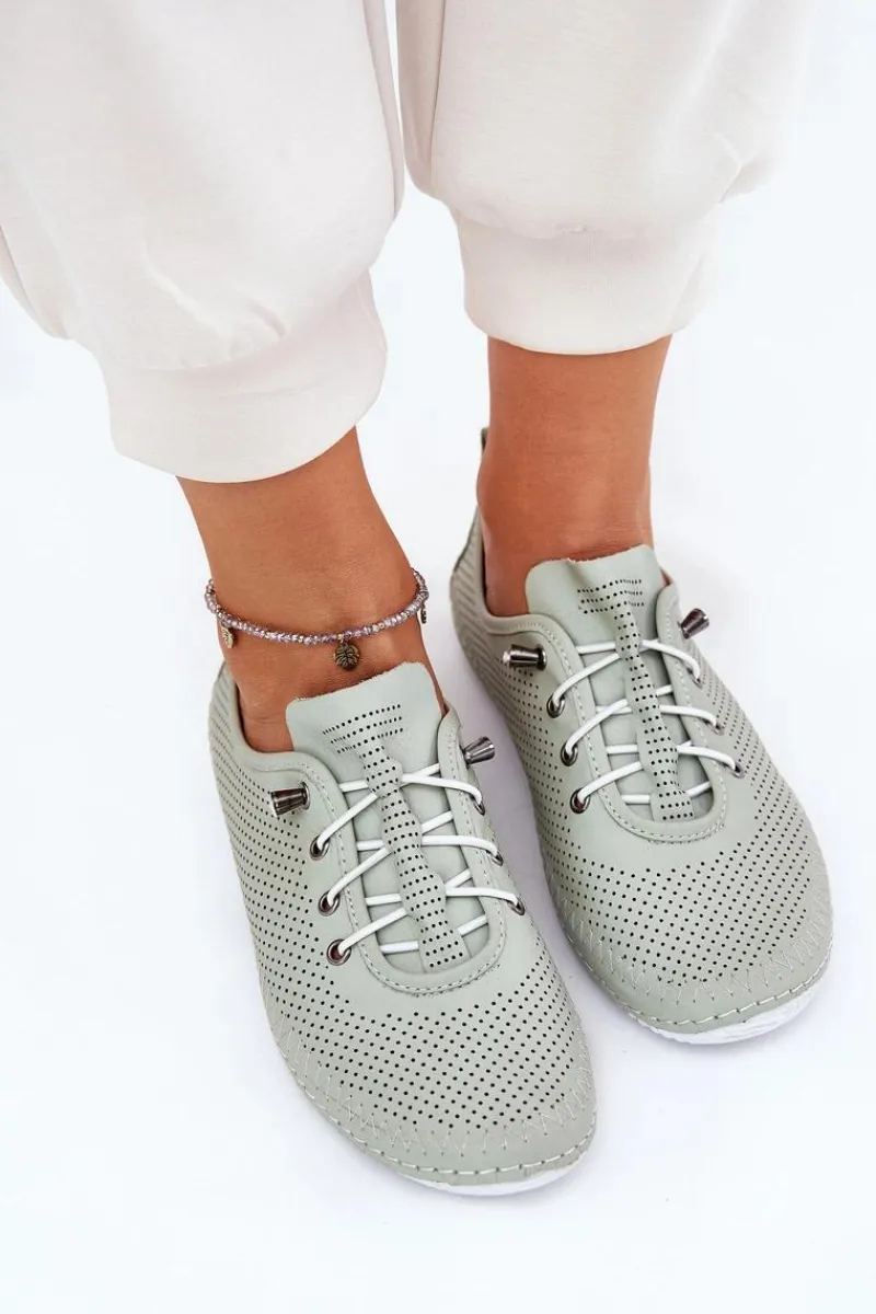 Sale Artiker Półbuty Damskie Ze Skóry Naturalnej 54C0833 Jasnozielone Zielony