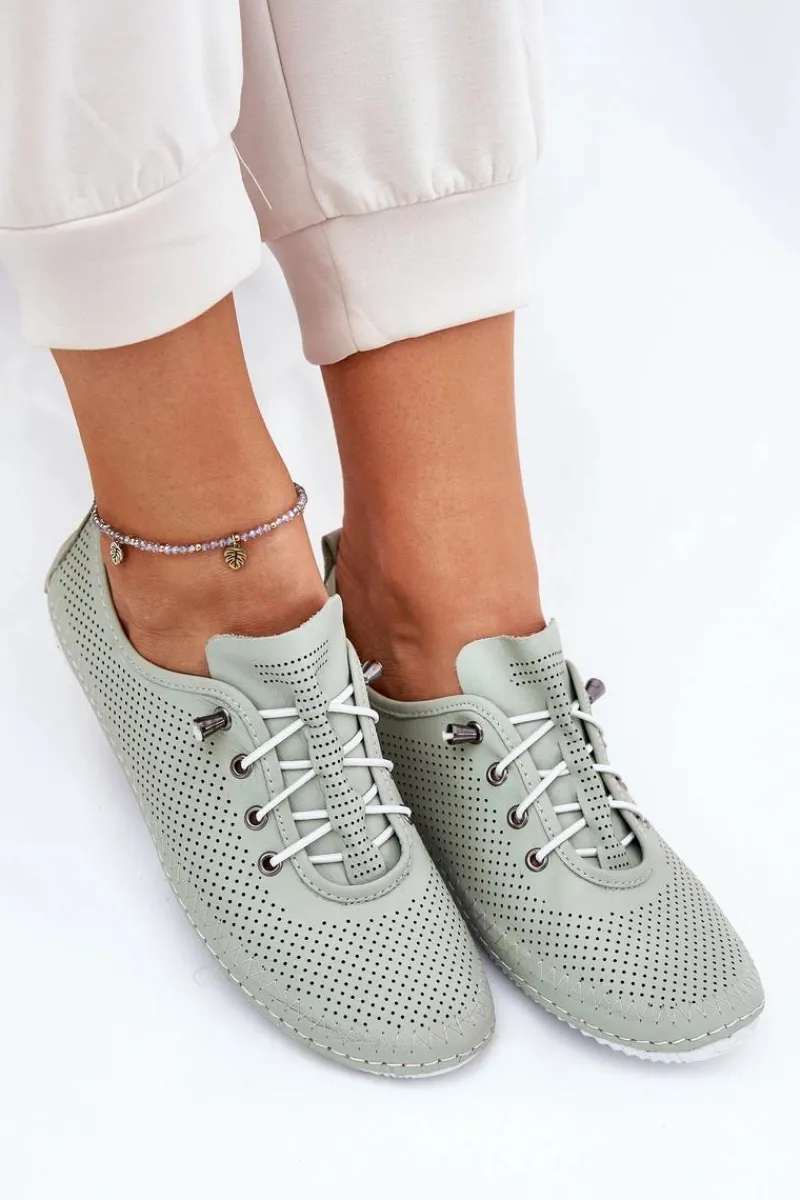 Sale Artiker Półbuty Damskie Ze Skóry Naturalnej 54C0833 Jasnozielone Zielony