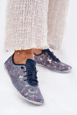 Clearance Półbuty Damskie Ze Skóry Naturalnej Wzorzyste 56C2691 e Damskie Półbuty Skórzane