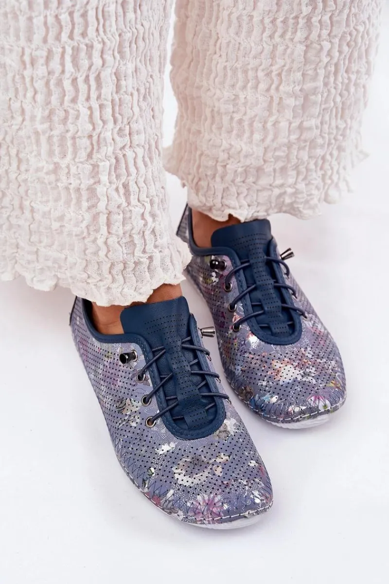 Clearance Półbuty Damskie Ze Skóry Naturalnej Wzorzyste 56C2691 e Damskie Półbuty Skórzane