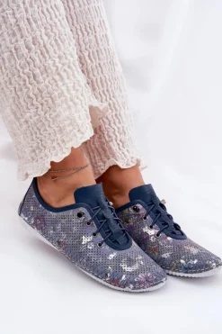 Clearance Półbuty Damskie Ze Skóry Naturalnej Wzorzyste 56C2691 e Damskie Półbuty Skórzane