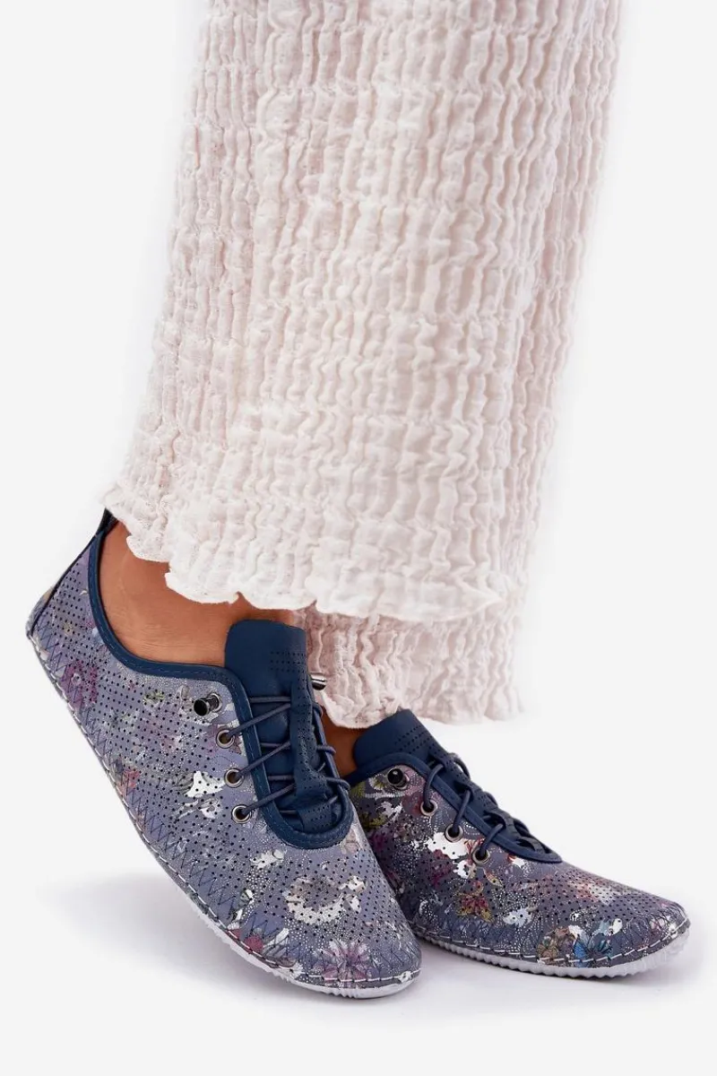 Clearance Półbuty Damskie Ze Skóry Naturalnej Wzorzyste 56C2691 e Damskie Półbuty Skórzane