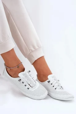 Półbuty Skórzane>Artiker Półbuty Damskie Ze Skóry Naturalnej 54C0831 Białe