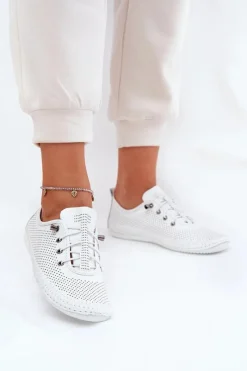 Półbuty Skórzane>Artiker Półbuty Damskie Ze Skóry Naturalnej 54C0831 Białe