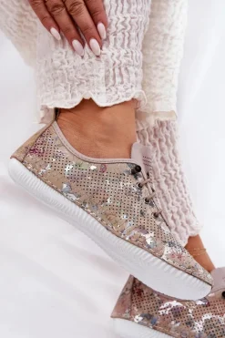 Best Półbuty Damskie Ze Skóry Naturalnej Wzorzyste 56C2689 Beżowe Damskie Półbuty Skórzane