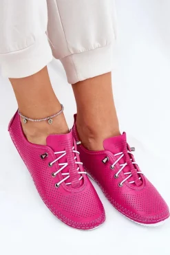 Półbuty Skórzane>Artiker Półbuty Damskie Ze Skóry Naturalnej 54C0830 Różowe Różowy