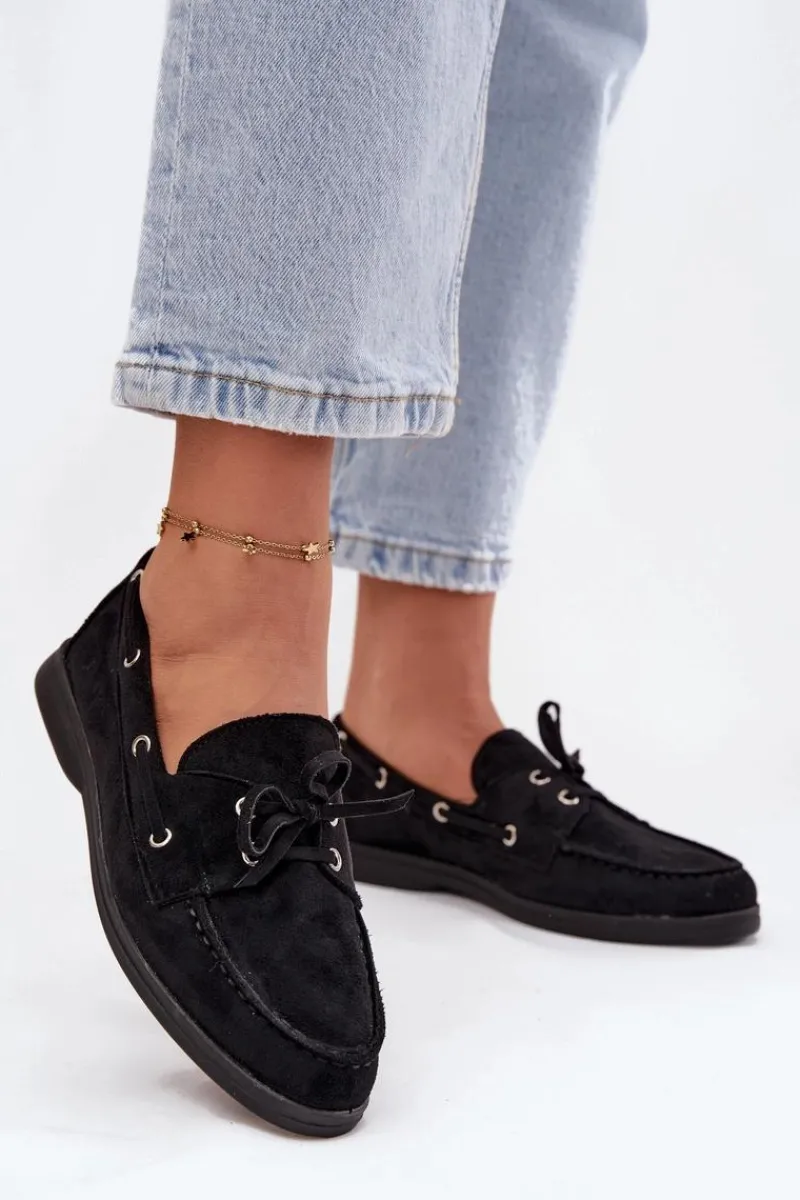 Online Półbuty Mokasyny Damskie Z Wiązaniem Czarne Calivra Damskie Loafersy Damskie|Mokasyny Płaskie