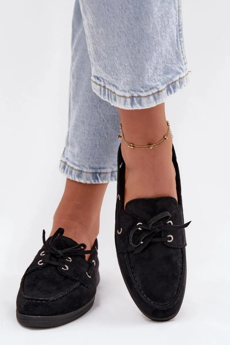 Online Półbuty Mokasyny Damskie Z Wiązaniem Czarne Calivra Damskie Loafersy Damskie|Mokasyny Płaskie