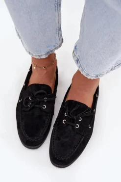 Online Półbuty Mokasyny Damskie Z Wiązaniem Czarne Calivra Damskie Loafersy Damskie|Mokasyny Płaskie