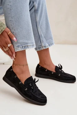 Online Półbuty Mokasyny Damskie Z Wiązaniem Czarne Calivra Damskie Loafersy Damskie|Mokasyny Płaskie