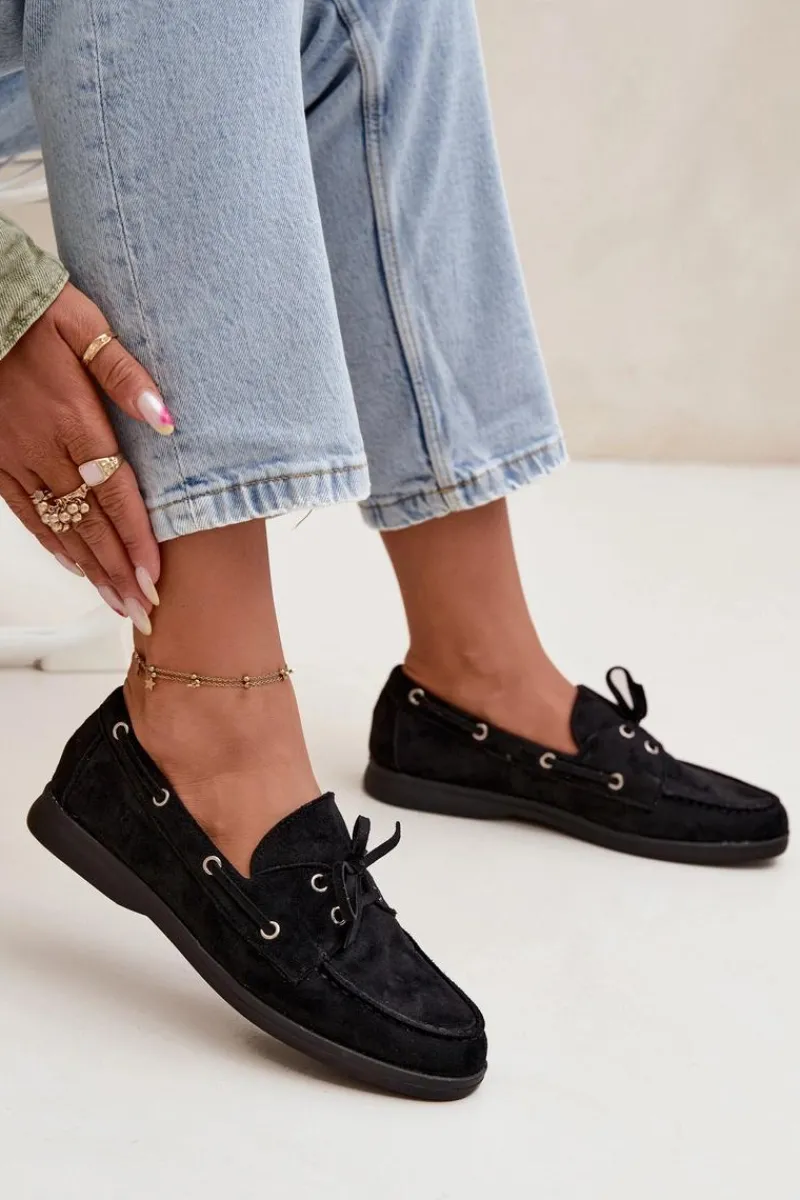 Online Półbuty Mokasyny Damskie Z Wiązaniem Czarne Calivra Damskie Loafersy Damskie|Mokasyny Płaskie