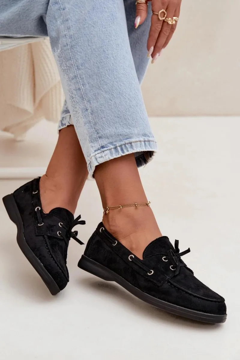 Online Półbuty Mokasyny Damskie Z Wiązaniem Czarne Calivra Damskie Loafersy Damskie|Mokasyny Płaskie