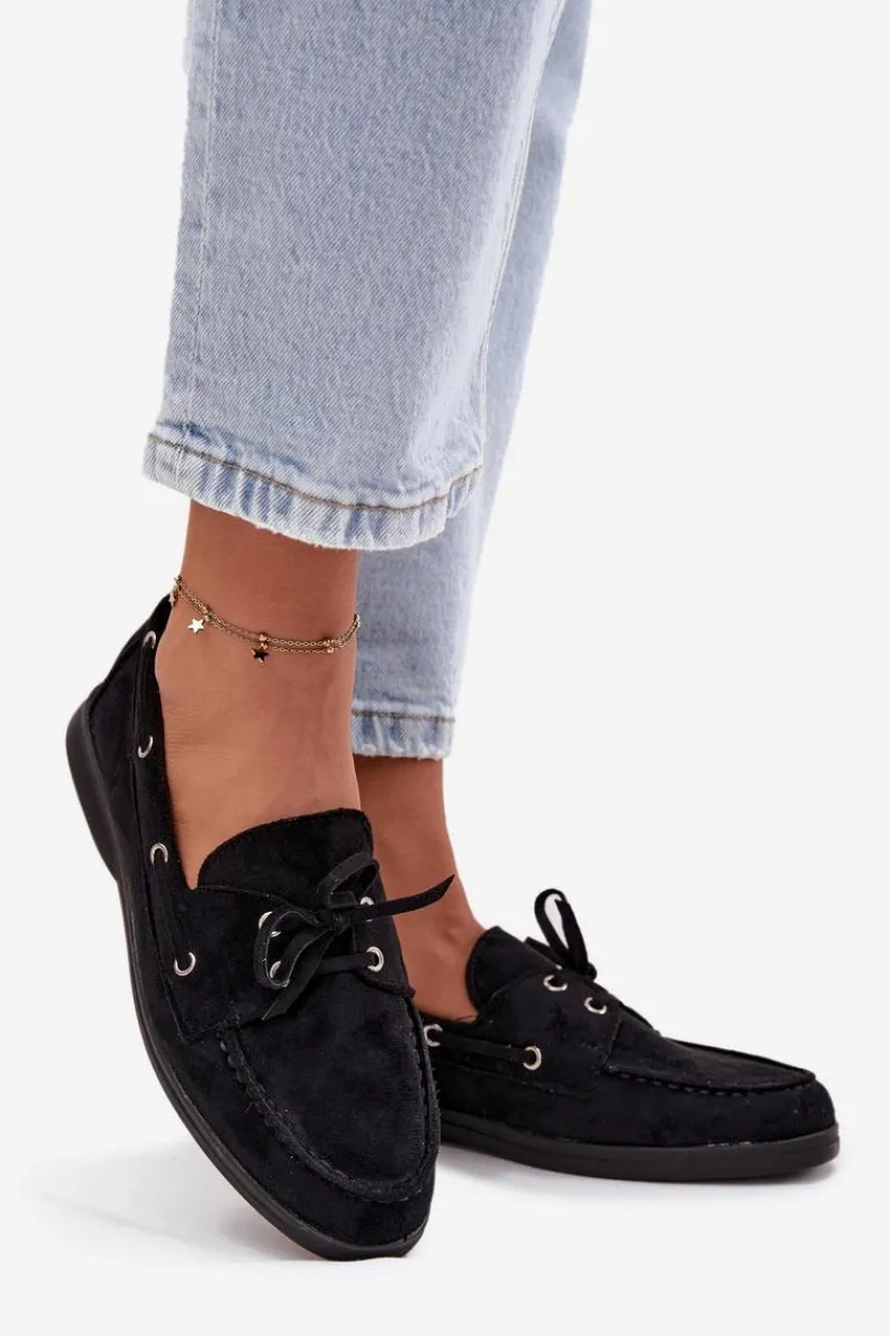 Online Półbuty Mokasyny Damskie Z Wiązaniem Czarne Calivra Damskie Loafersy Damskie|Mokasyny Płaskie