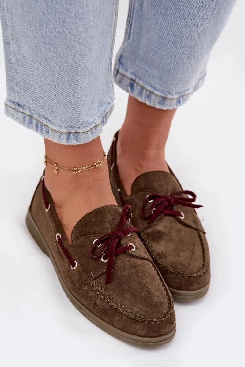 Online Boto Półbuty Mokasyny Damskie Z Wiązaniem Ciemnozielone Calivra Zielony