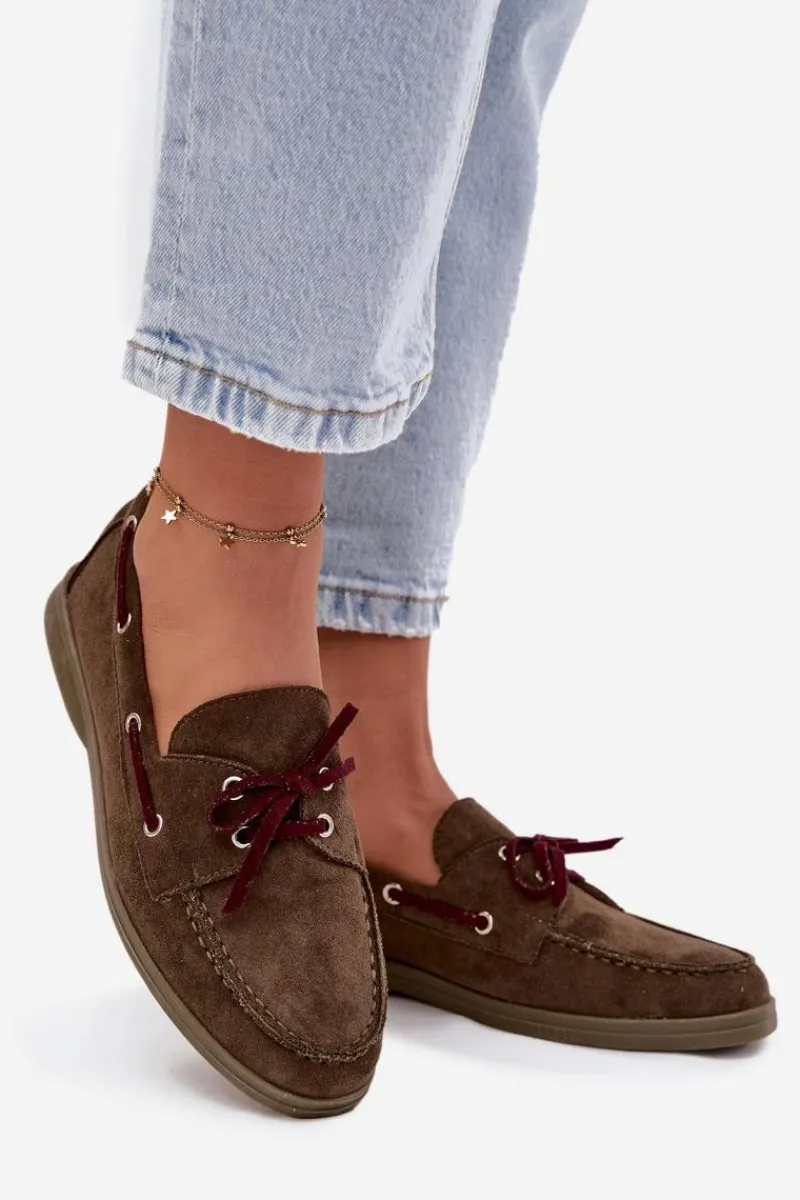 Online Boto Półbuty Mokasyny Damskie Z Wiązaniem Ciemnozielone Calivra Zielony