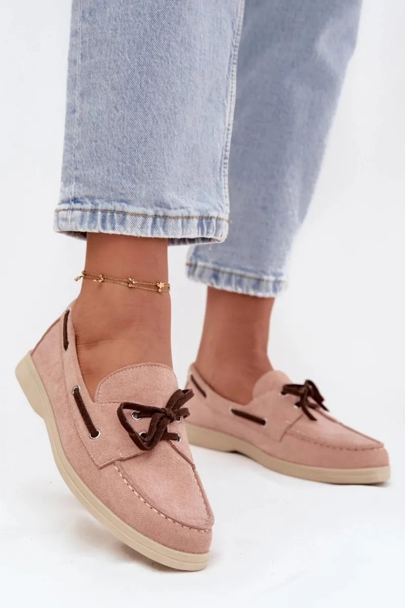 Best Półbuty Mokasyny Damskie Z Wiązaniem Jasnoróżowe Calivra Damskie Loafersy Damskie|Mokasyny Płaskie