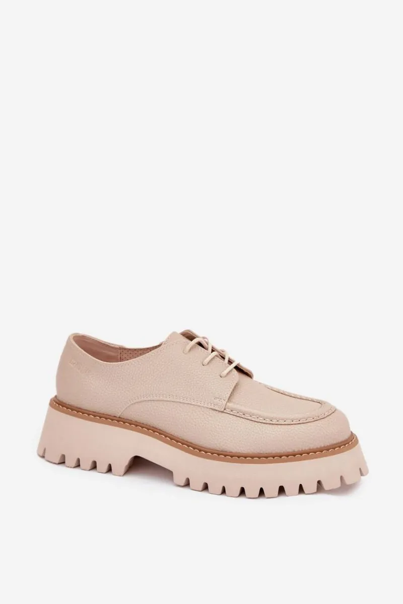 Online Big Star Shoes Półbuty Mokasyny Damskie Ze Sznurowaniem Big Star NN274053 Beżowe Beżowy