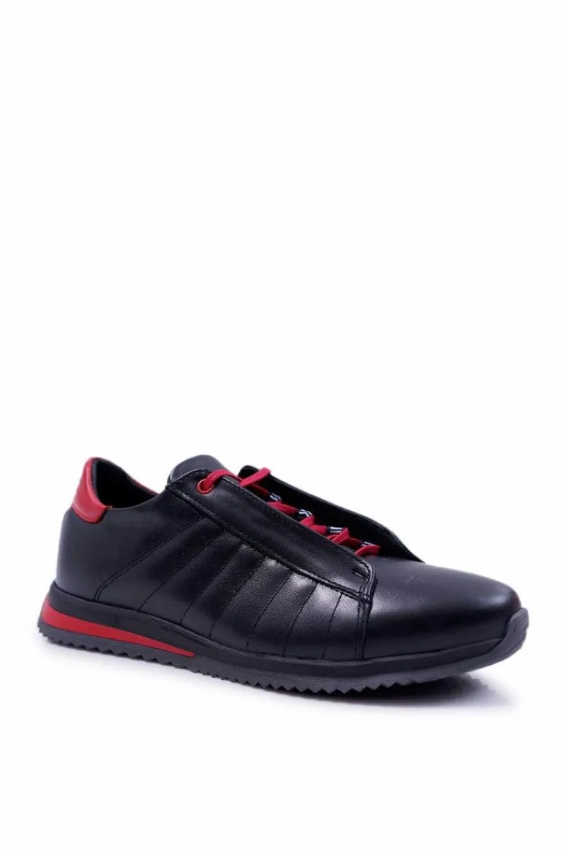 Discount Boto Półbuty Męskie Bednarek Skórzane Sportowe Czarne Geos