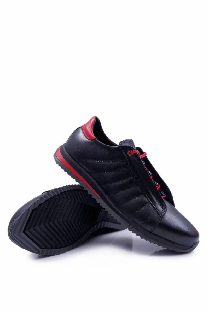 Discount Boto Półbuty Męskie Bednarek Skórzane Sportowe Czarne Geos