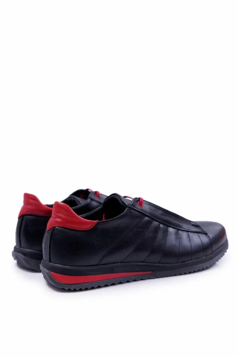 Discount Boto Półbuty Męskie Bednarek Skórzane Sportowe Czarne Geos