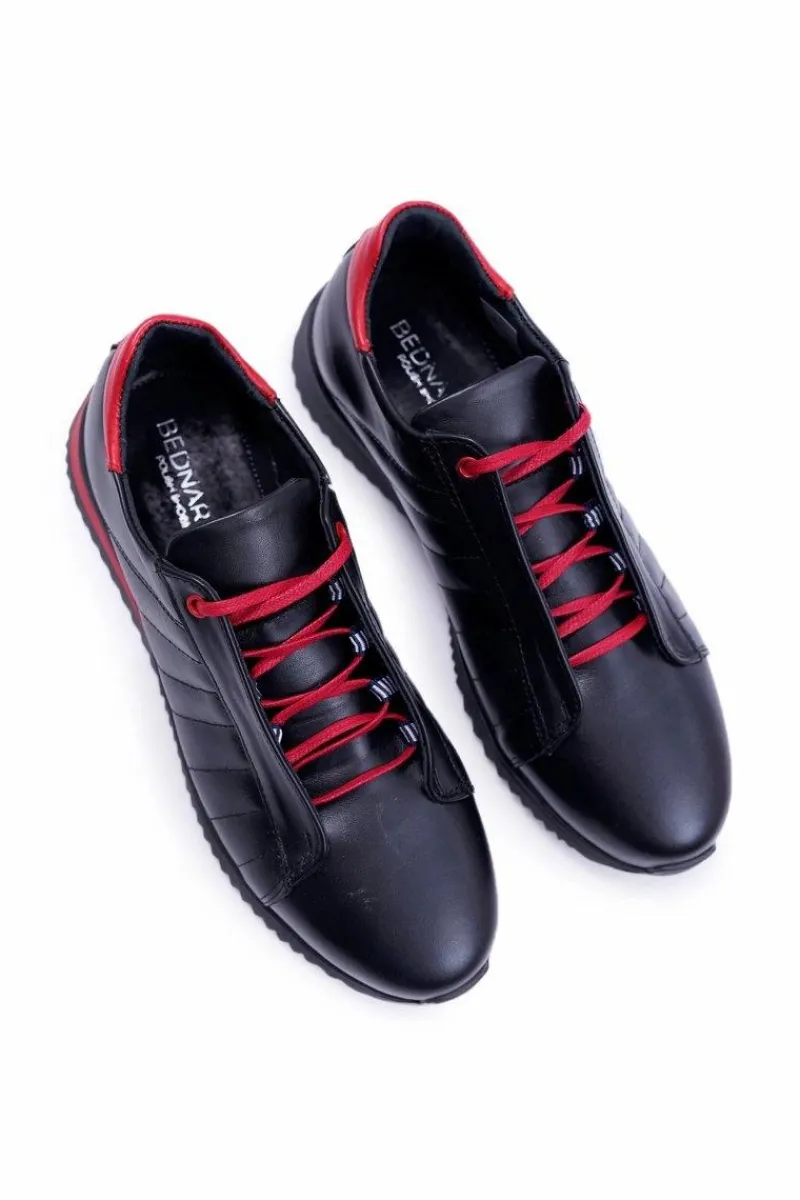 Discount Boto Półbuty Męskie Bednarek Skórzane Sportowe Czarne Geos