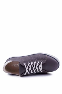 Sale Półbuty Męskie Bednarek Skórzane Sportowe Szare Salvatore Męskie Bednarek Polish Shoes|Półbuty Casual