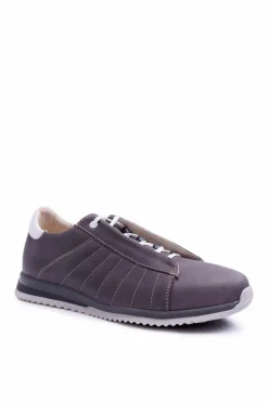 Półbuty Męskie Bednarek Skórzane Sportowe Szare Geos Męskie Bednarek Polish Shoes|Półbuty Casual
