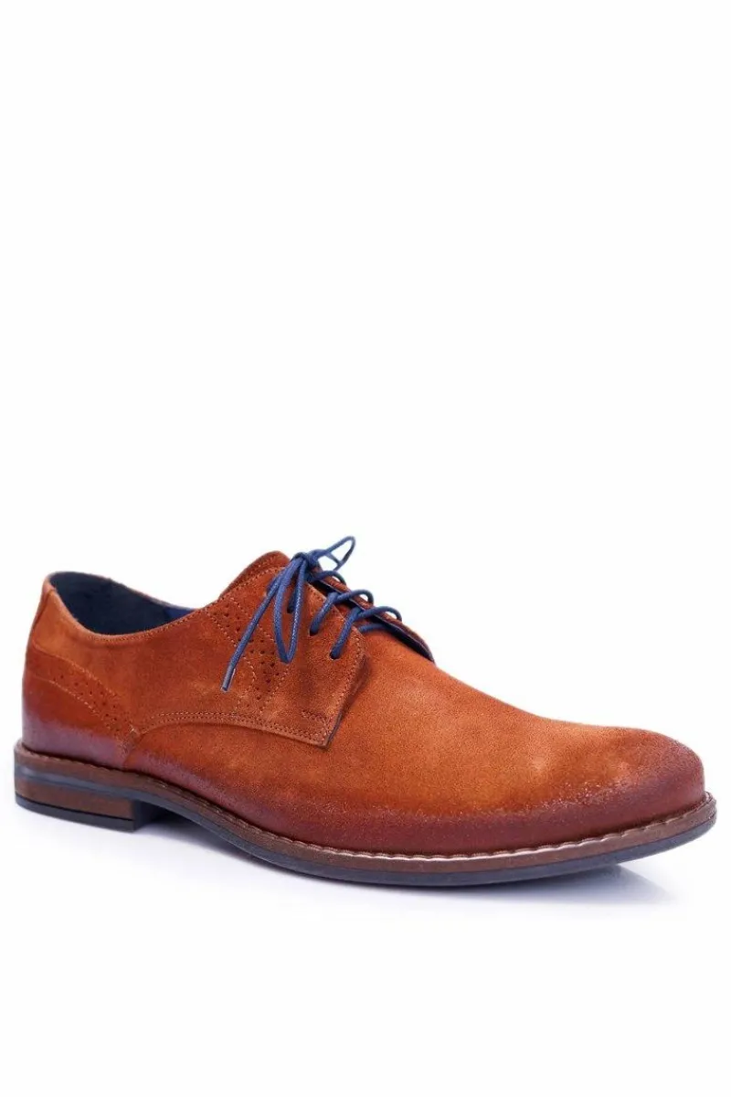 New Półbuty Męskie Casual Skórzane Nikopol Camel Lajos Męskie Półbuty Casual