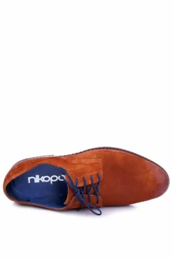 New Półbuty Męskie Casual Skórzane Nikopol Camel Lajos Męskie Półbuty Casual