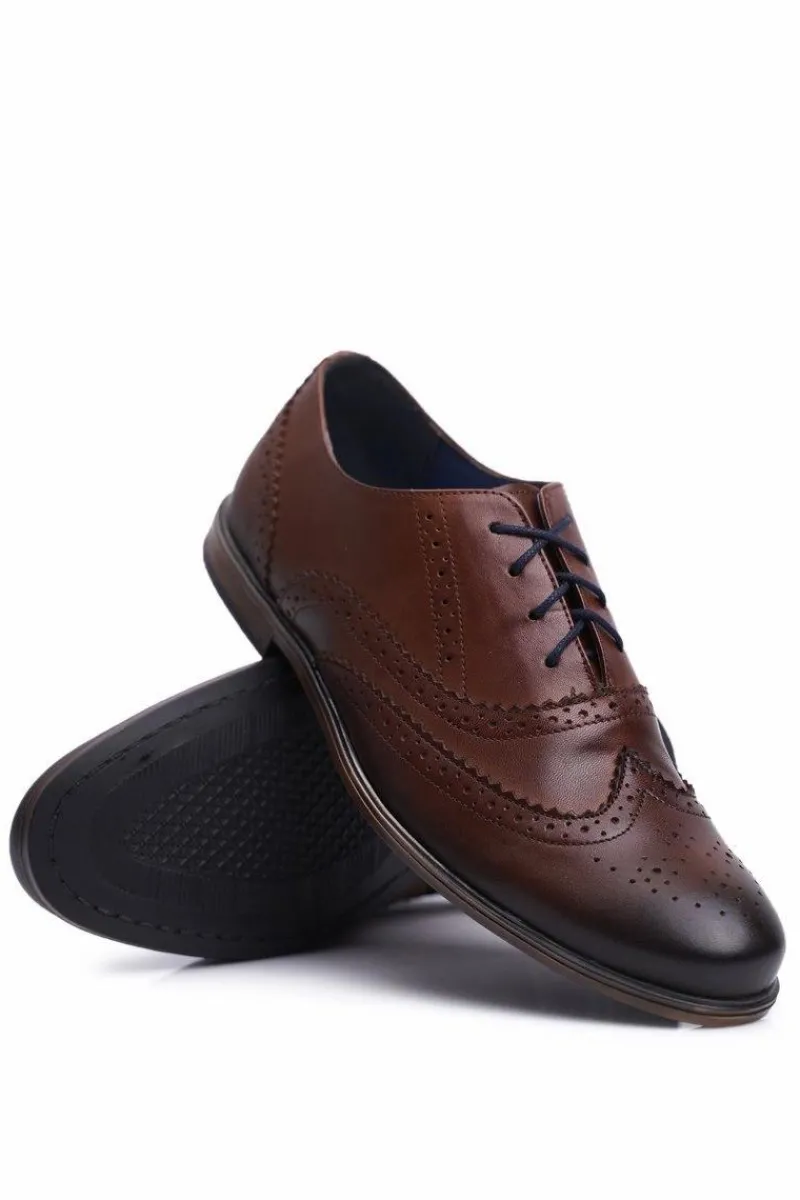 New Półbuty Męskie Casual Skórzane Nikopol Brązowe 1733 Męskie Półbuty Casual