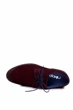 Sale Boto Półbuty Męskie Casual Skórzane Nikopol Bordowe Lajos