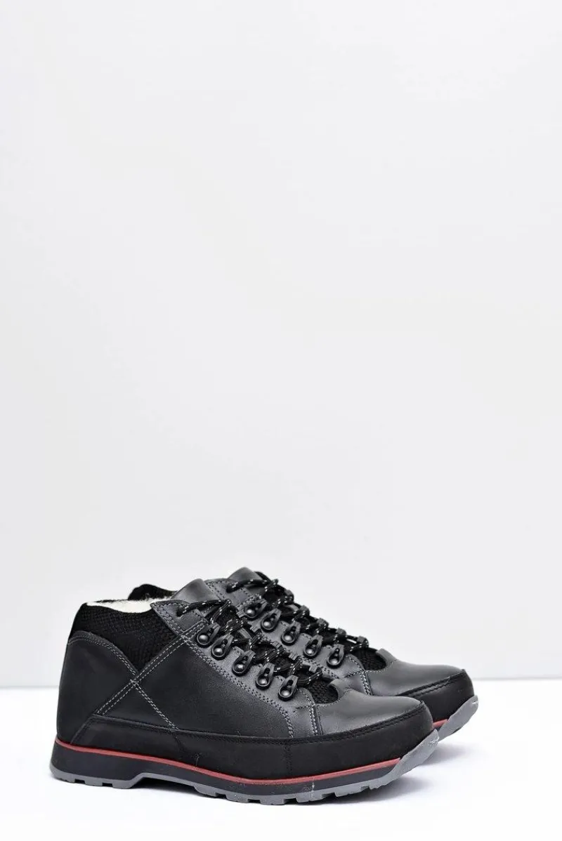 Sale Półbuty Męskie Czarne Ocieplane Trafer Męskie Botki Męskie